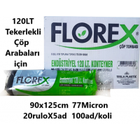 FLOREX ENDÜSTRİYEL 120LT KONTEYNER ÇÖP POŞETİ 90X125 CM SİYAH