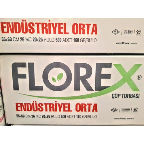 FLOREX ENDÜSTRİYEL ORTA ÇÖP POŞETİ 55X60CM SİYAH