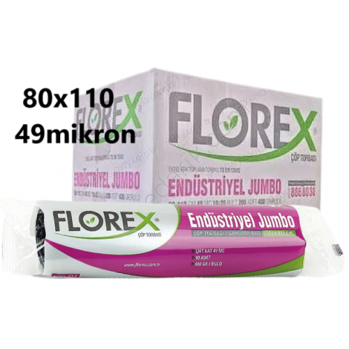 FLOREX ENDÜSTRİYEL JUMBO ÇÖP POŞETİ 80X110 CM SİYAH